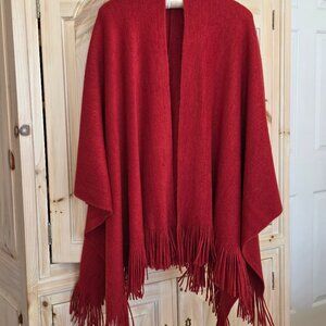 New York & Company Open Draped Fringe Poncho Shawl